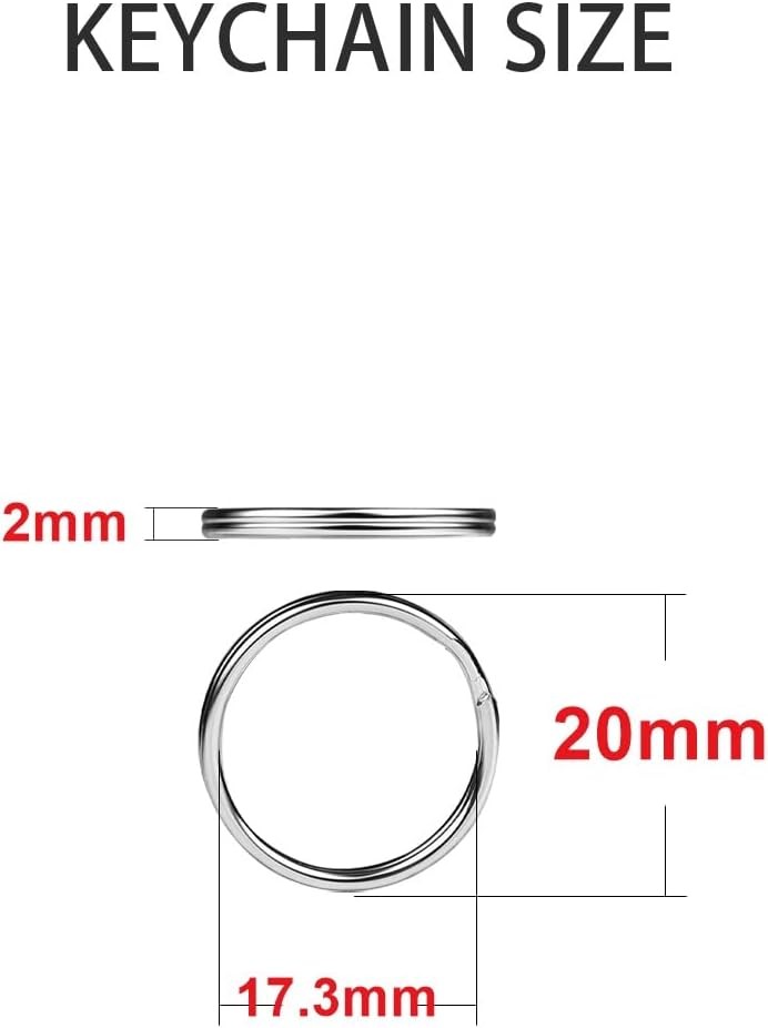 20mm Split Keychain Rings 100pcs Silver
