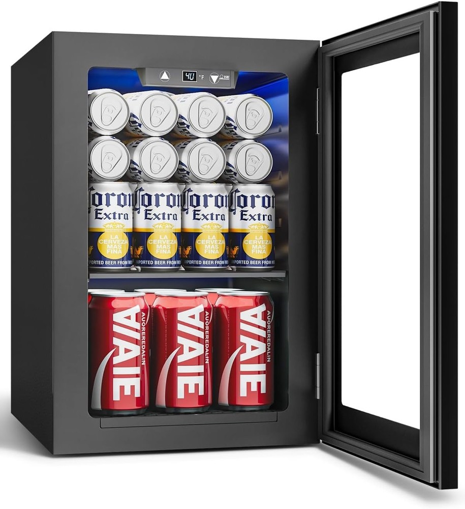 24 Cans Beverage Refrigerator Cooler - Mini Fridge with Digital Temperature C...