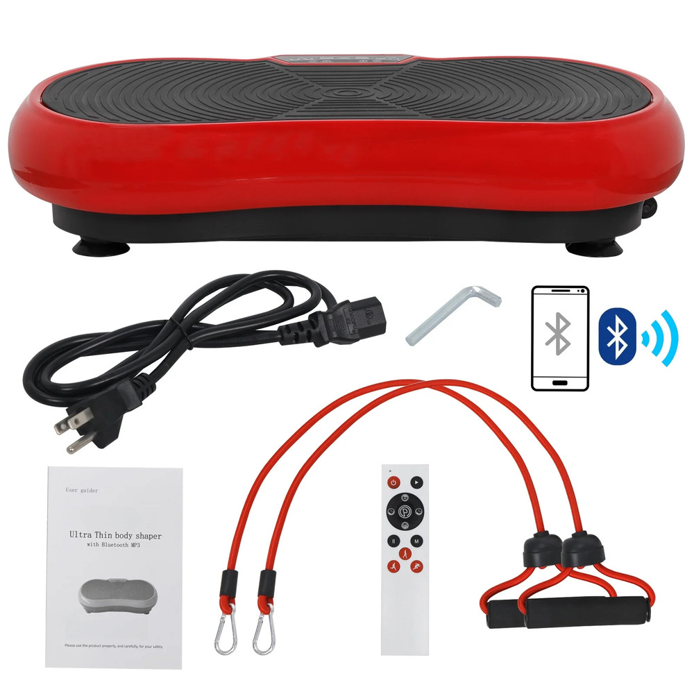 Vibration Plate Exercise Machine, Full Body Workout Home Platform, Bluetooth Red
