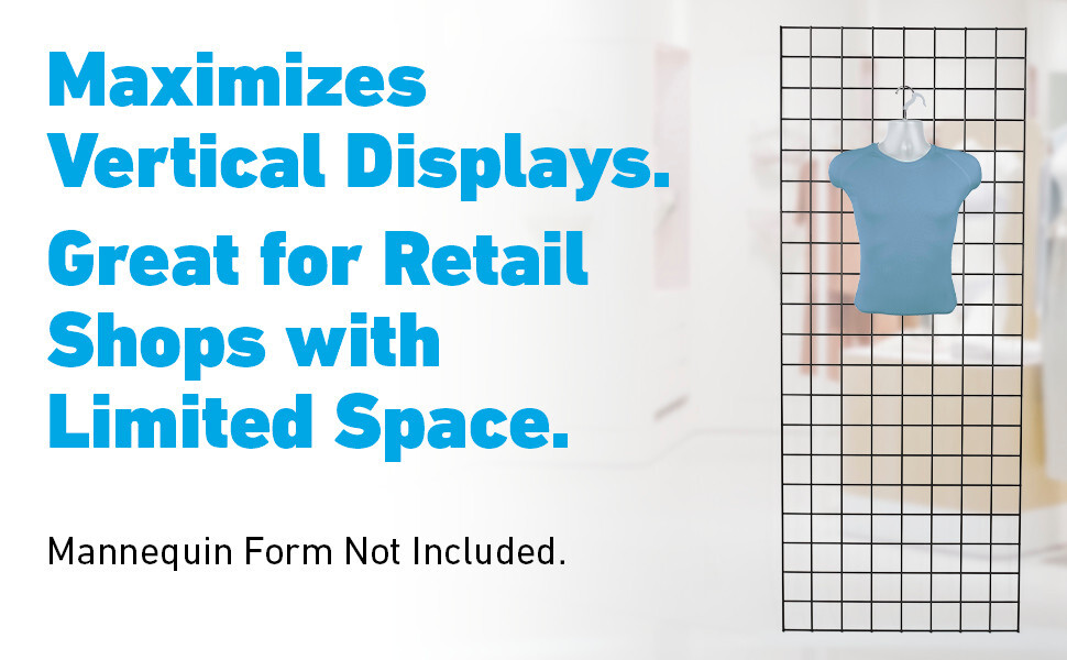 Gridwall Panel 2' x 5' Grid Wall Display Black Panel Steel Powder Coat