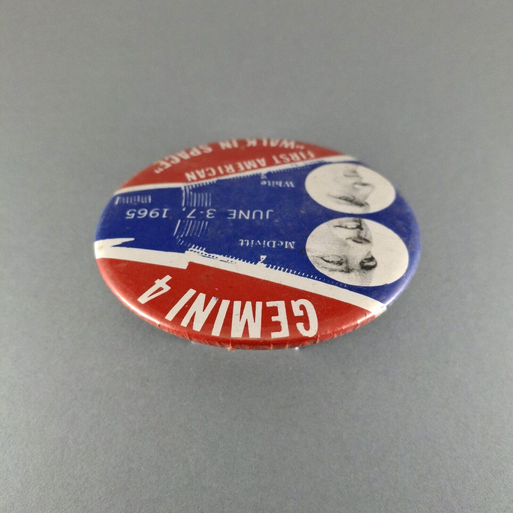 NASA GEMINI 4 Space Program 3-3/8" Vintage Pin-Back Button 1960's Unbranded