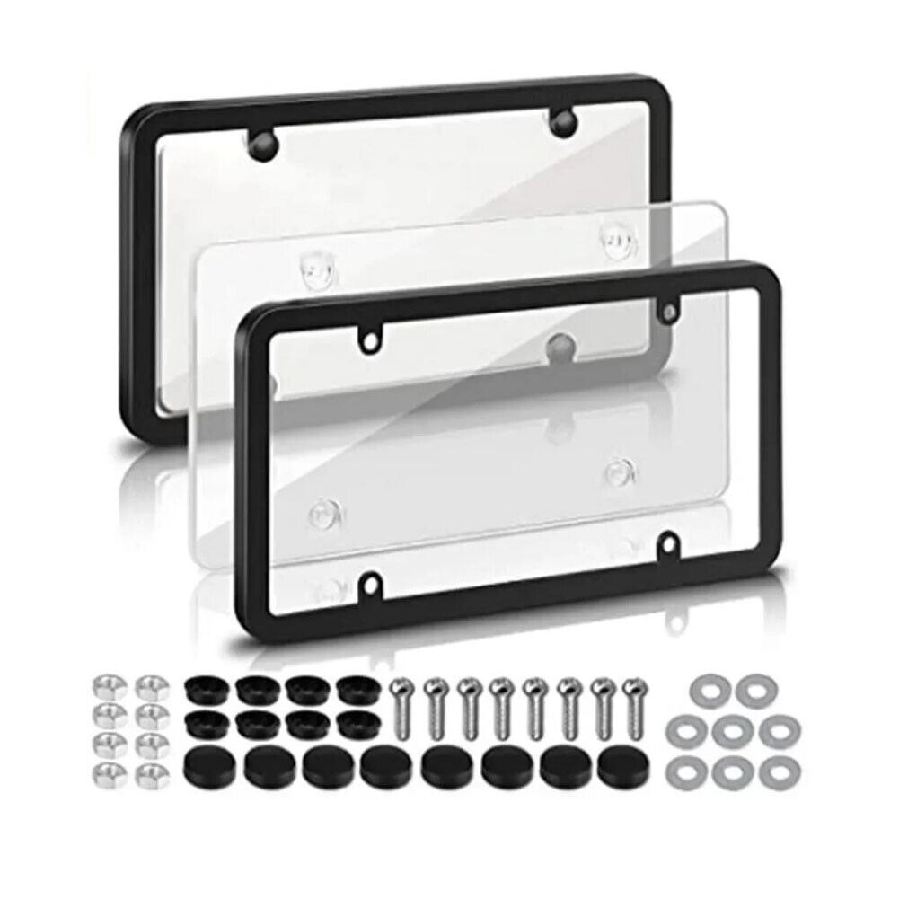 2pcs Shatterproof Licence Plate Frame Cover Universal Licence Plate Protector