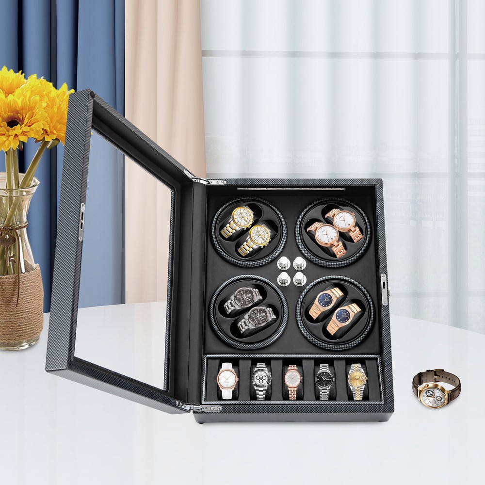 8+5 Watch Winder Box Automatic Rotation Watch Display Box Storage Case 5 Modes