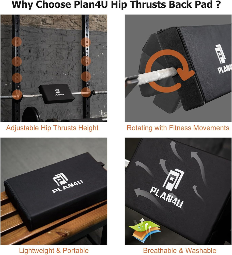 Hip Thrust Back Pad for Squat Rack & Olympic Barbell Bar, Bench Press Shoulder B