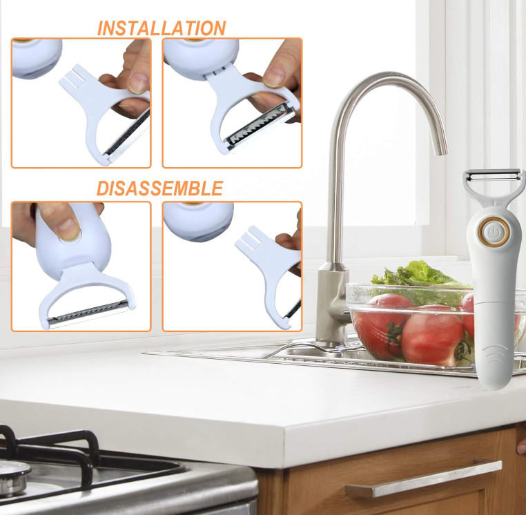 Electric Fruit & Vegetable Peeler with 3 Interchangeable Blades