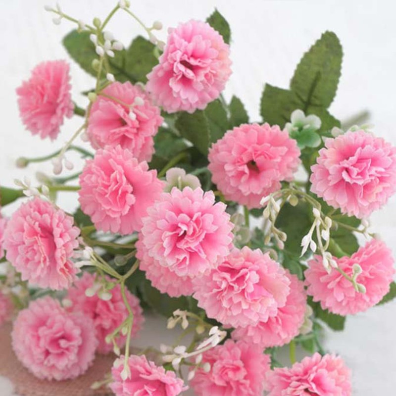 Small Carnation Artificial Flower Bulk Fake Stem Silk Home Decoration