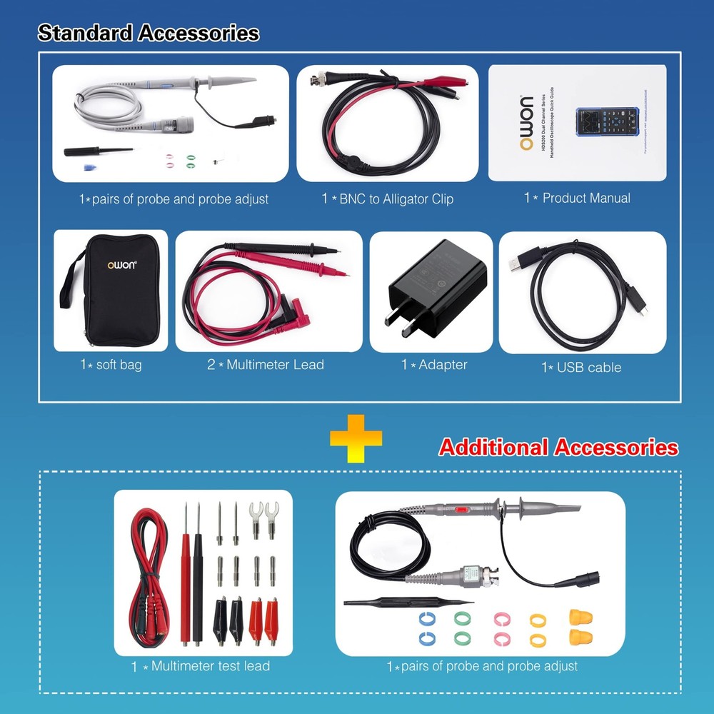 HDS2102 Oscilloscope 2CH Digital Handheld Oscilloscope Multiumeter 3.5" LCD 1...