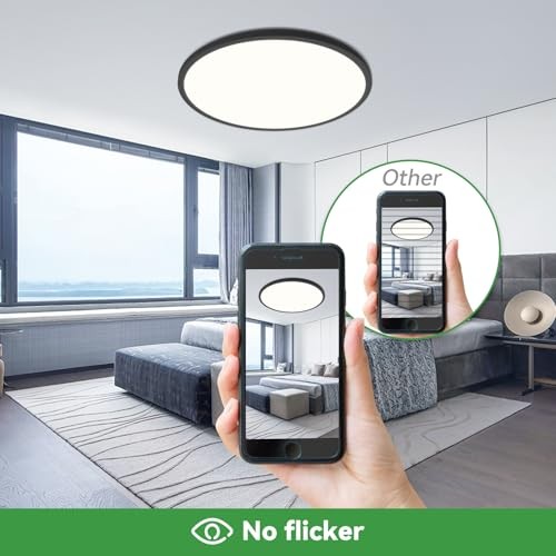 15.8INCH 2Pack Big Dimmable Flush Mount Ceiling Light 15.8Inch-2pack Black