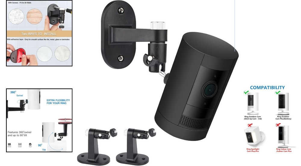 360-Degree Swivel Security Camera Mounts - Easy Installation, Durable Design