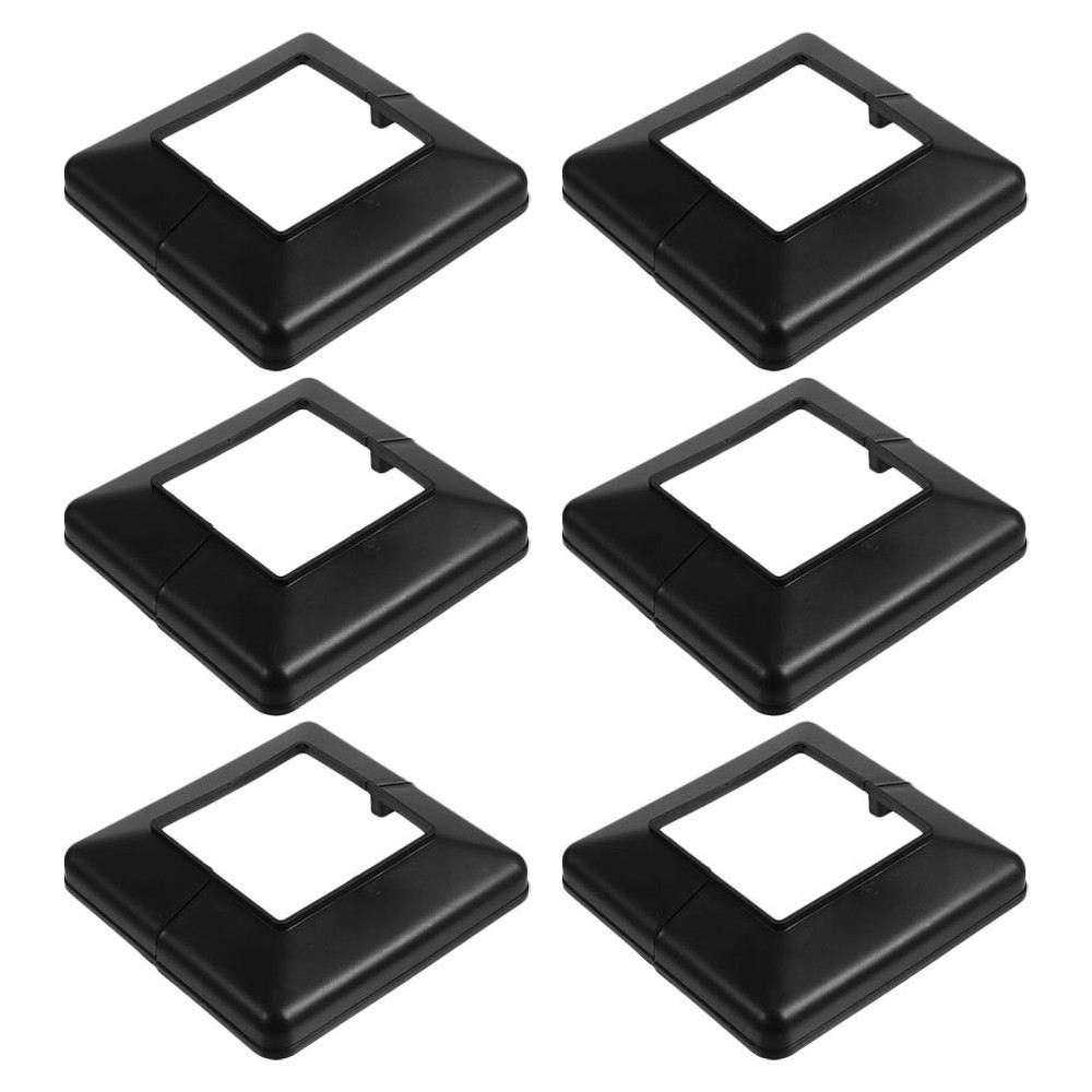6 Pcs Plastic Base Plate for Deck Post Square Stair Railing Posts Cover