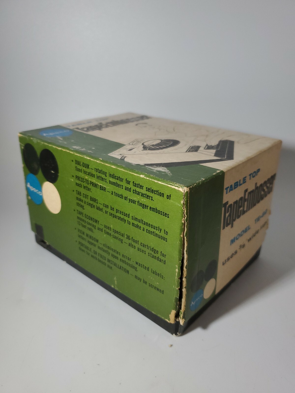 Vintage Apsco Table Top Tape Embosser Model TE-60 RARE