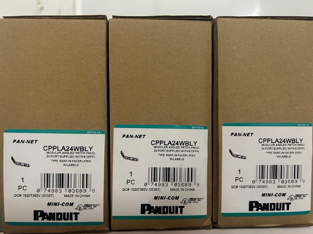 Panduit CPPLA24WBLY Mini-Com 24 Port Angled Modular Patch Panel Port 1 RU BL