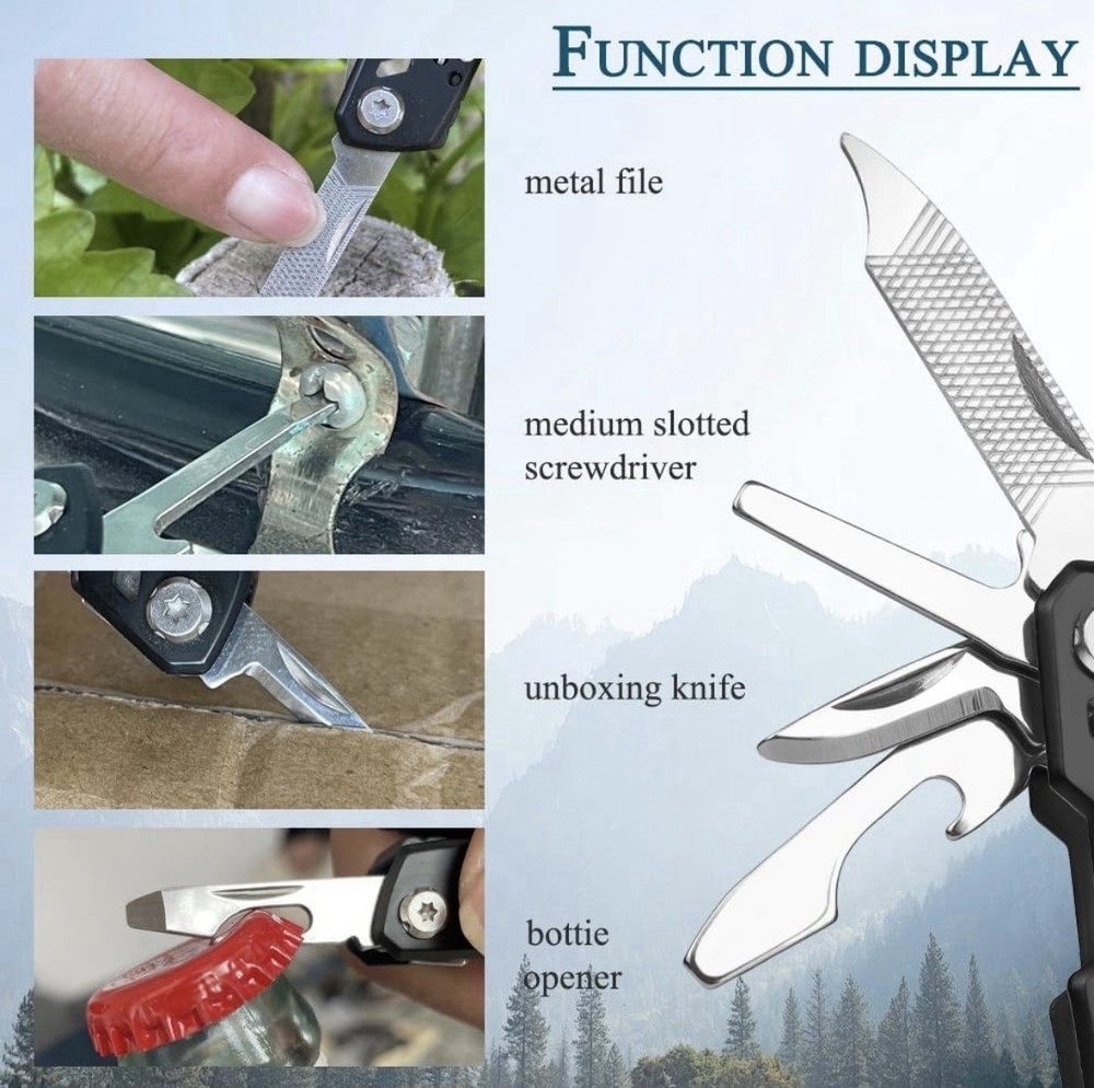 14-in-1 Stainless Steel Mini Multitool Pliers with Case – Black