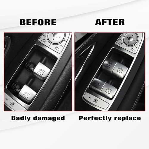 Silver Car Window Control Power Push Window Lift Switch Button Cover Rear Left