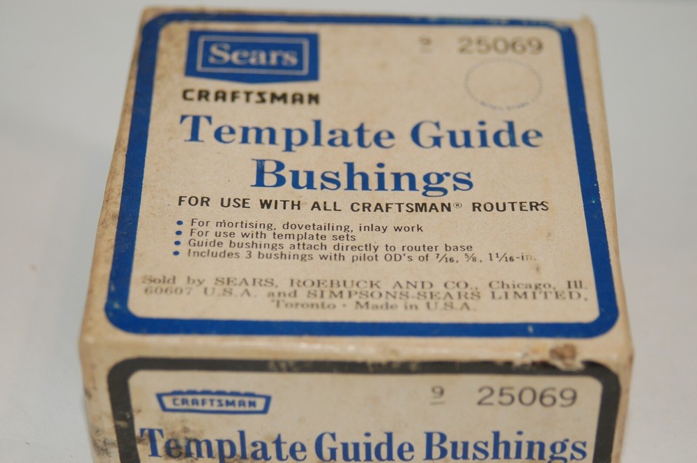 SEARS CRAFTSMAN TEMPLETE GUIDE BUSHINGS ONLY 2 9-25069 W BOX MISSING 1 BUSHING