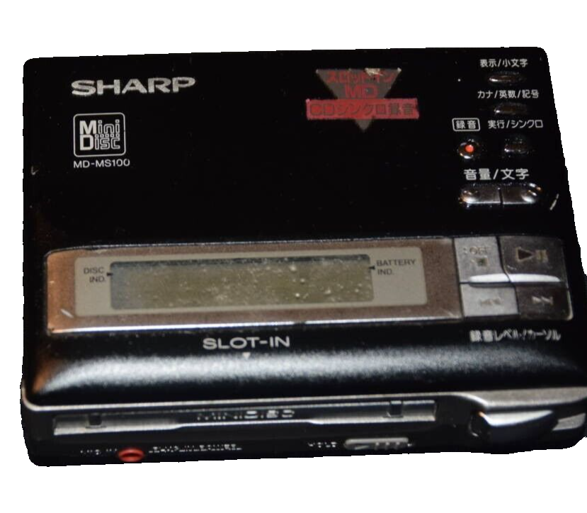 SHARP MD-MS100 Personal Minidisc Player Black Good