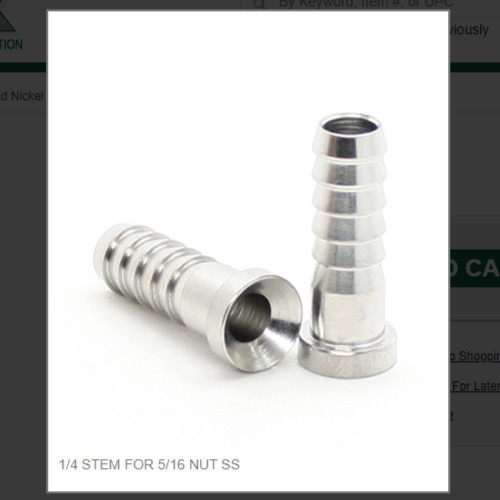 1/4 STEM FOR 5/16 NUT SS # 3007