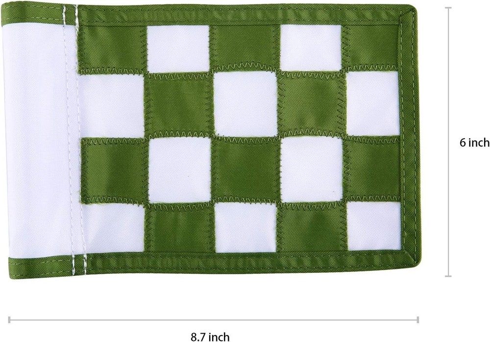Nylon Golf Putting Green Flags - Solid & Checkered, White-Green