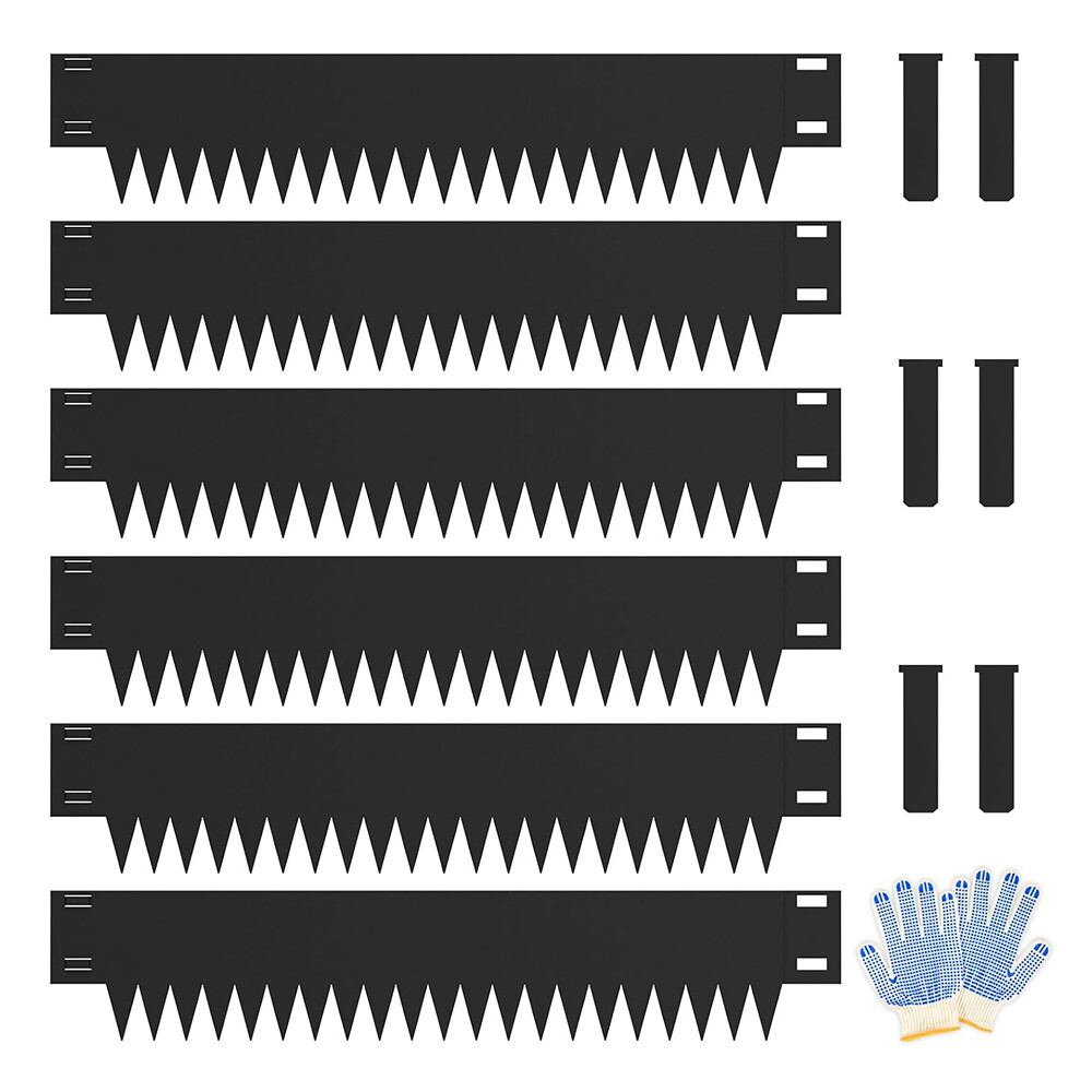 10 Inch x 6 Packs Black Steel Landscape Edgings Metal Garden Edging for Outdoors