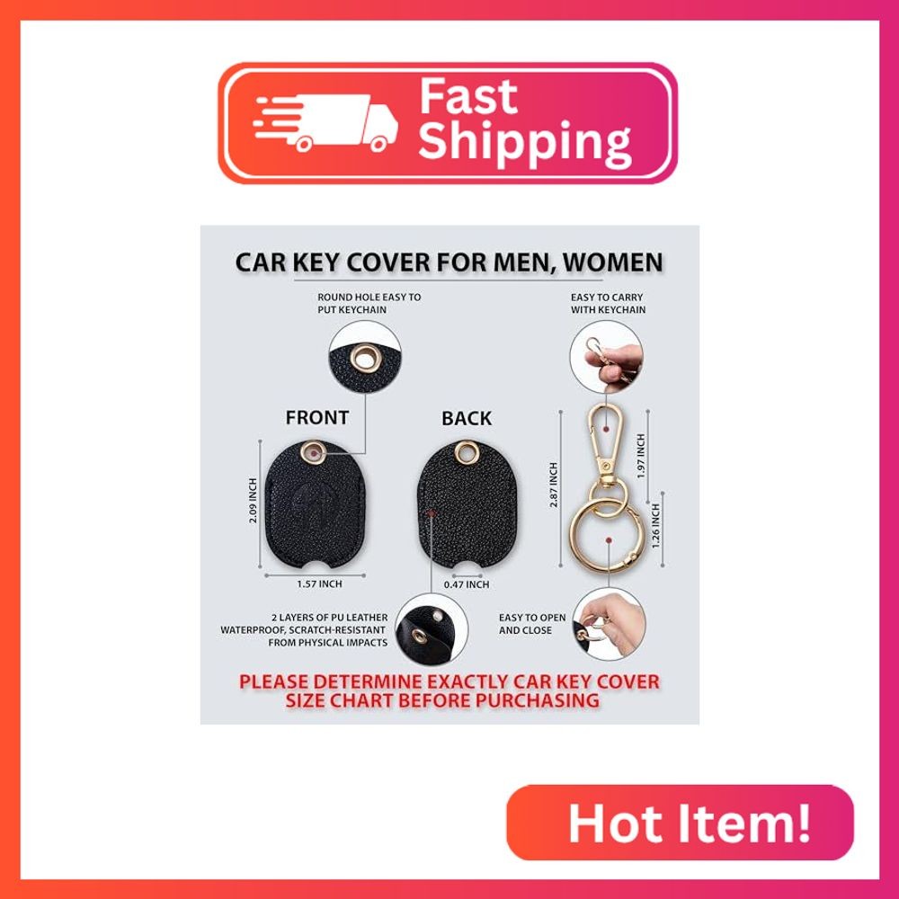 ANHBKAR Leather Keys Sleeve for Broken Car Key Loop Replacement - Cute Keychain