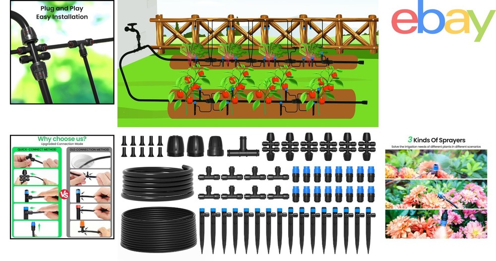 Complete Drip Irrigation Kit with Quick Connector for Effective Garden Watering