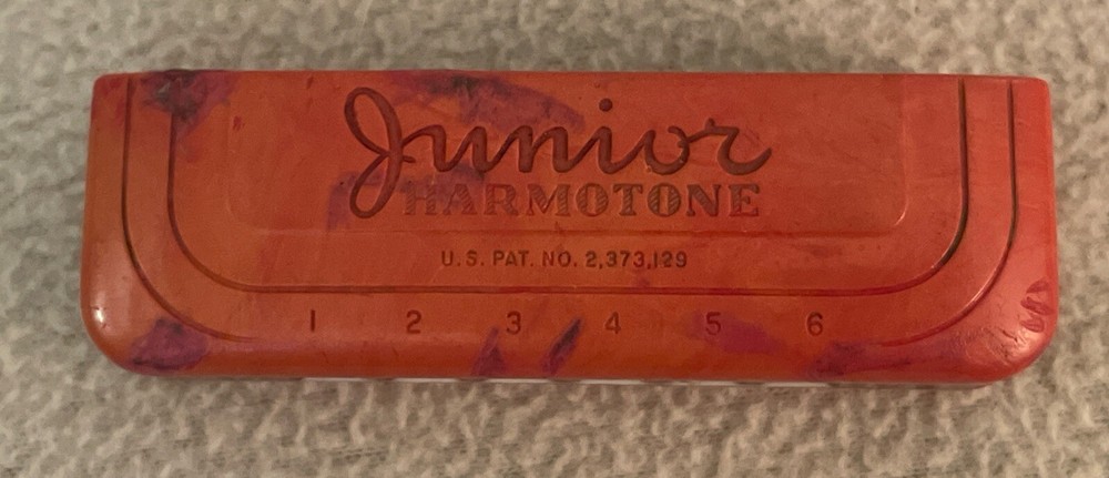 Vintage Hard Plastic Junior Harmotone Harmonica Harmonic Reed Old Toy