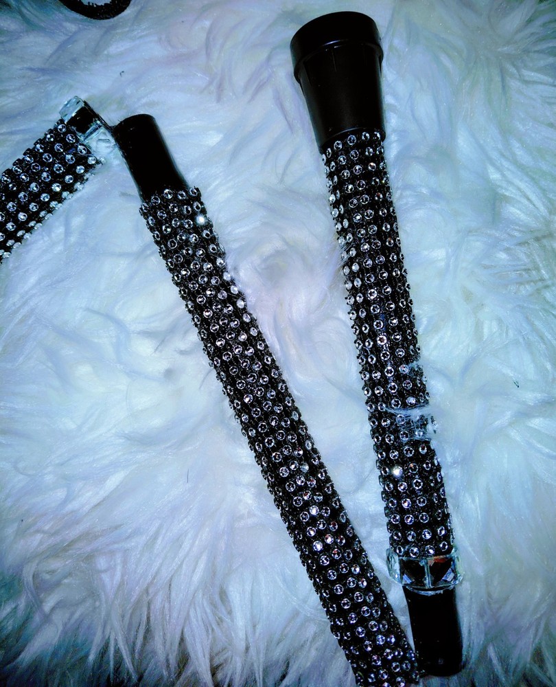 NEW REDESIGNED UPCYCLED WALKING CANE ADJUSTABLE FOLDABLE BLACK BLING-BLING...