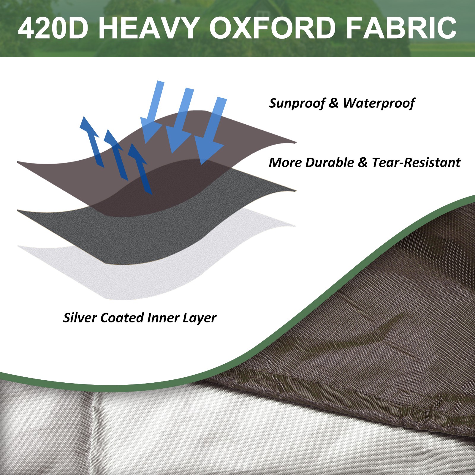 275 Gallon Zipper IBC Tote Cover 420D Oxford 1000L Water Tank Protective Brown