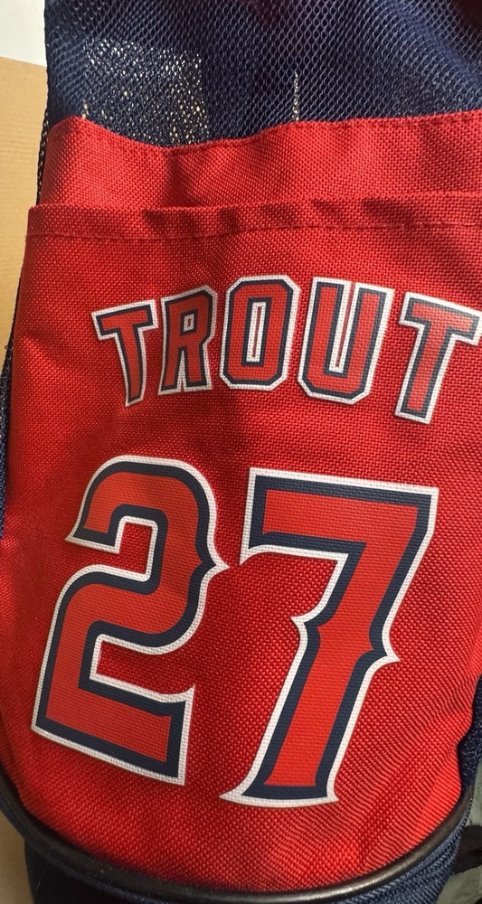 Kloanz Trout Insulated Drawstring Backpack Cooler Red Blue Adjustable Straps