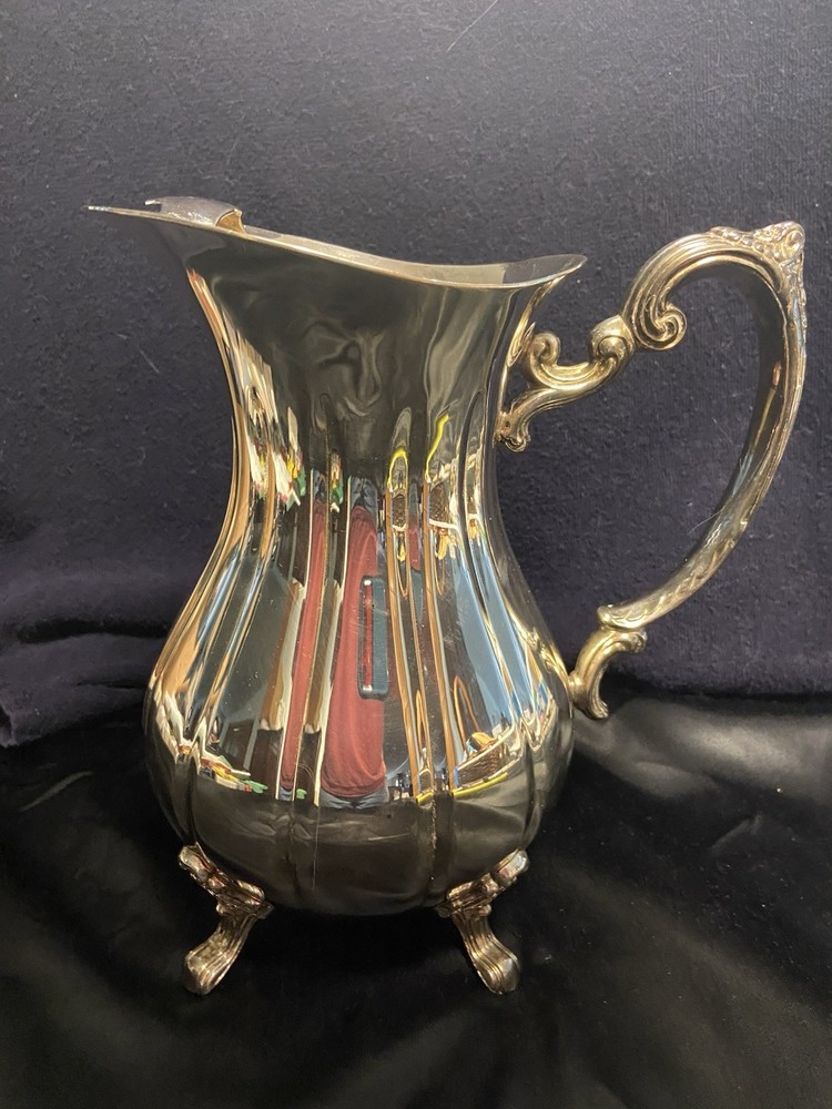 Vintage 80s Sheffield Silver Co Footed Water Pitcher Holloware S8506 9" Tall
