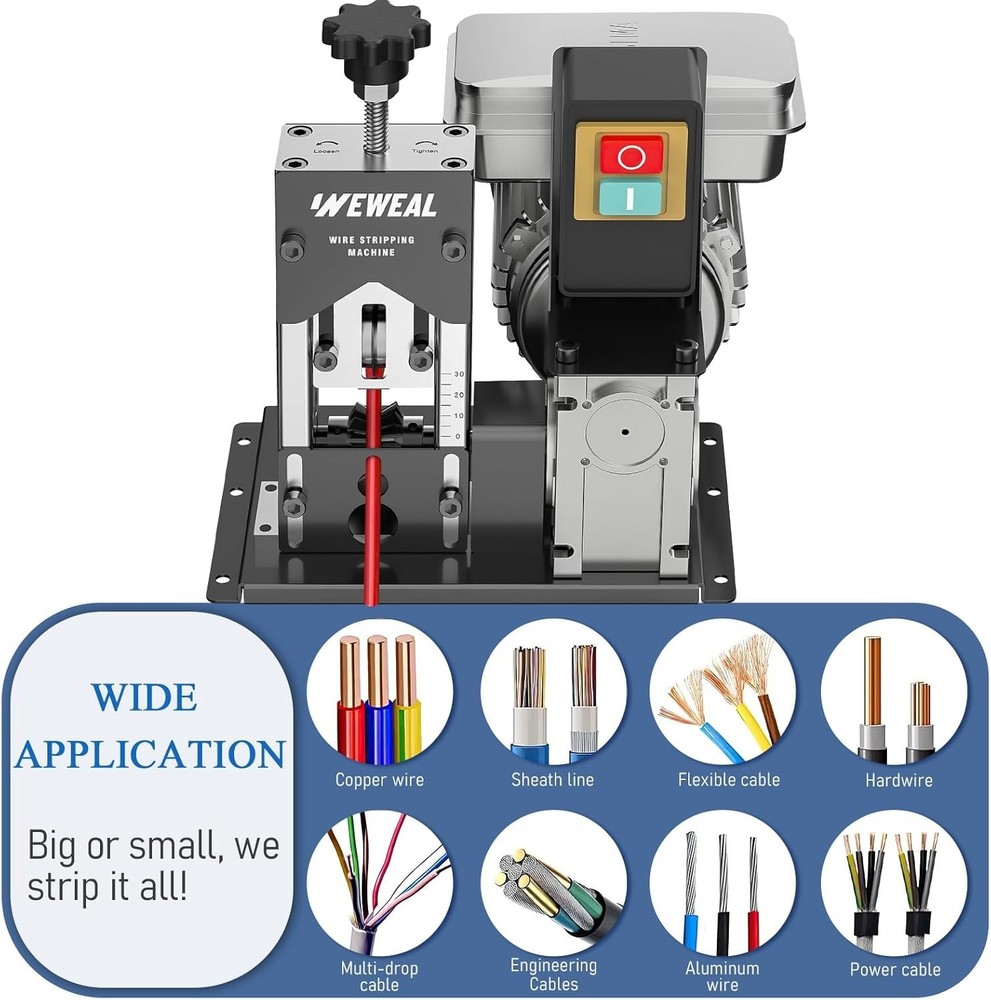 Wire Stripper Machine, 0.06''-1.18'' Electric Cable Stripper Machine with 180...