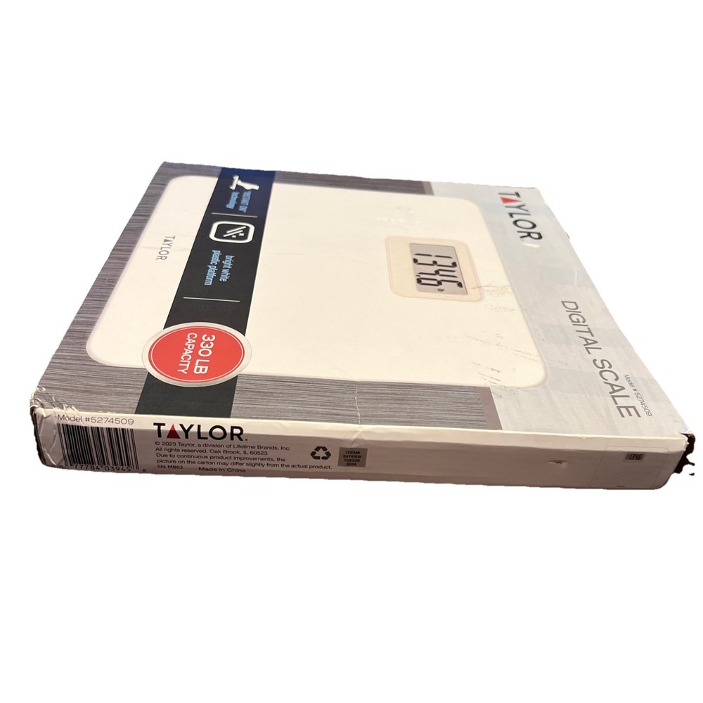 TAYLOR® PRECISION Digital Plastic Bath Scale, White, 330-Lb. Capacity. Open Box
