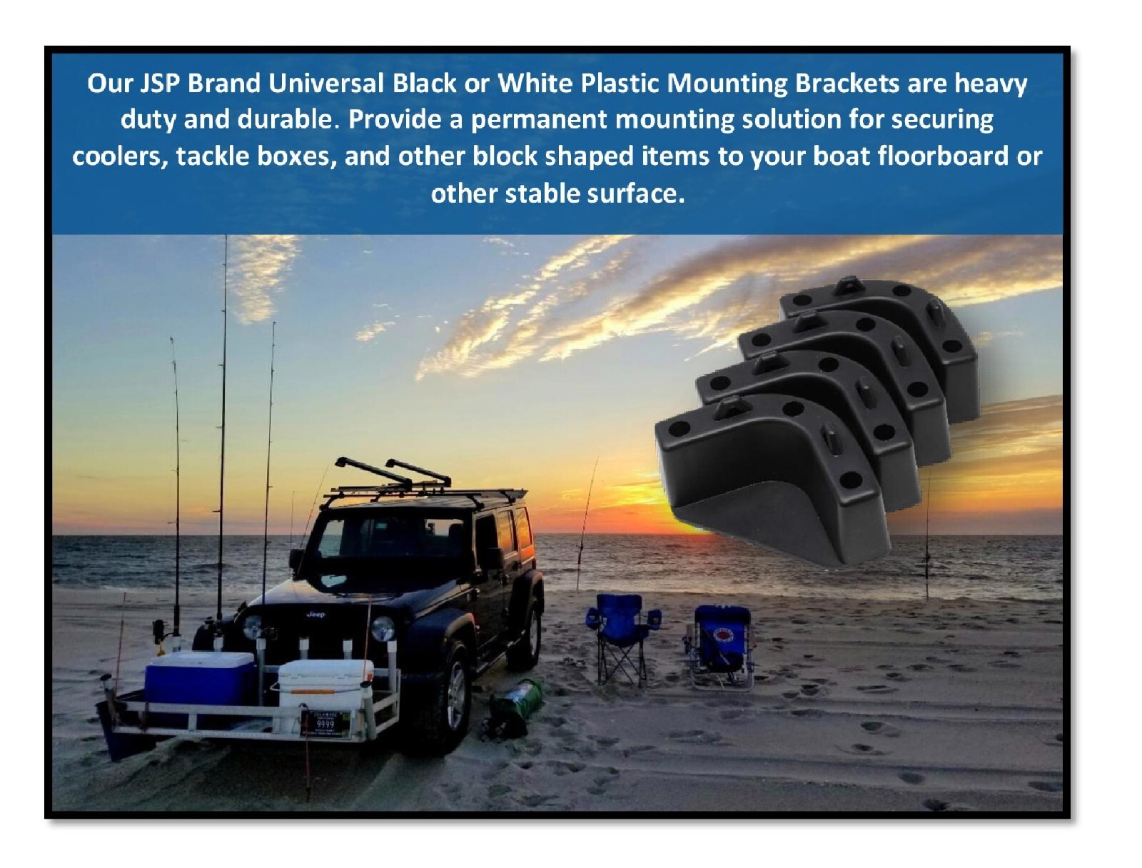 White BOAT MARINE COOLER MOUNTING BRACKETS FOR YETI IGLOO ENGLE COLEMAN (4 Pk)