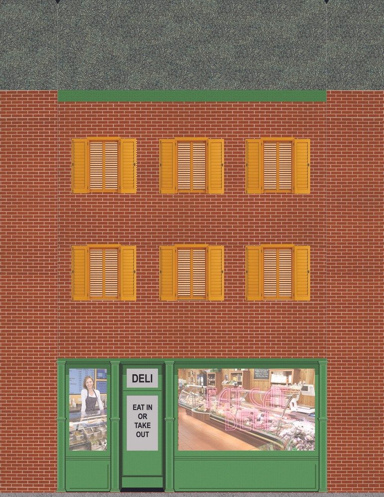10 Strorefront Flat Buildings for Backgrounds for O Scale Train Layout