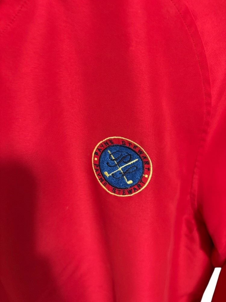 Payne Stewart Pullover Jacket Size Large Golf Red Polyester Windbreaker Logos