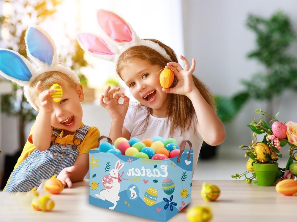 Essme Rectangular Easter Basket, Kids Storage bin Organizer with Handles for ...