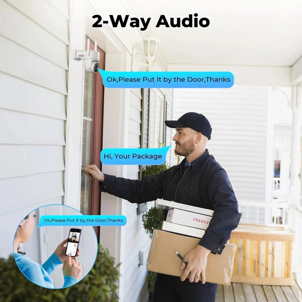 Wireless Security Camera System with NVR Pan/Tilt Solar Battery Powered Outdoor