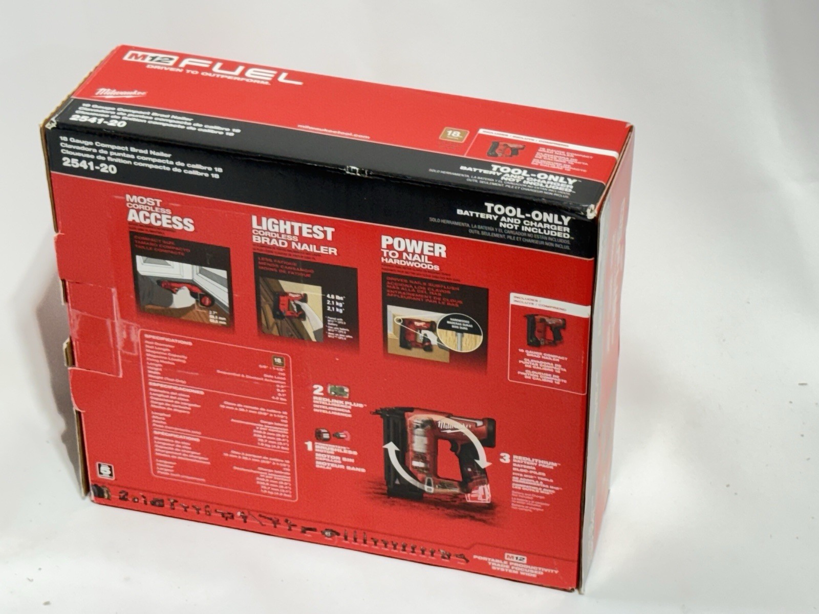 Milwaukee 2541-20 M12 FUEL 12V 18 Gauge Compact Brad Nailer - Bare Tool