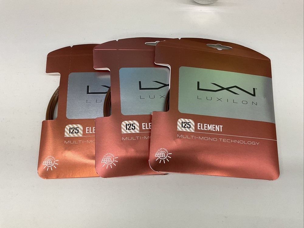 3 Pack Luxilon 125 Element Multi-mono Technology 17g/1.25mm Brown String