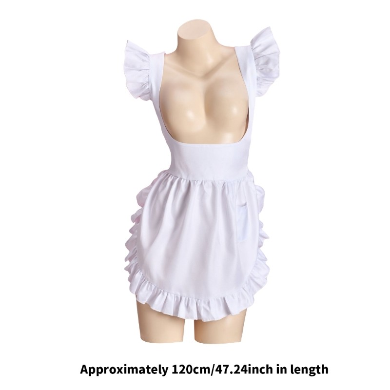 Crosses Back Pinafore Dress Ruffle Maid Apron Kitchen Cooking Apron Maid Costume