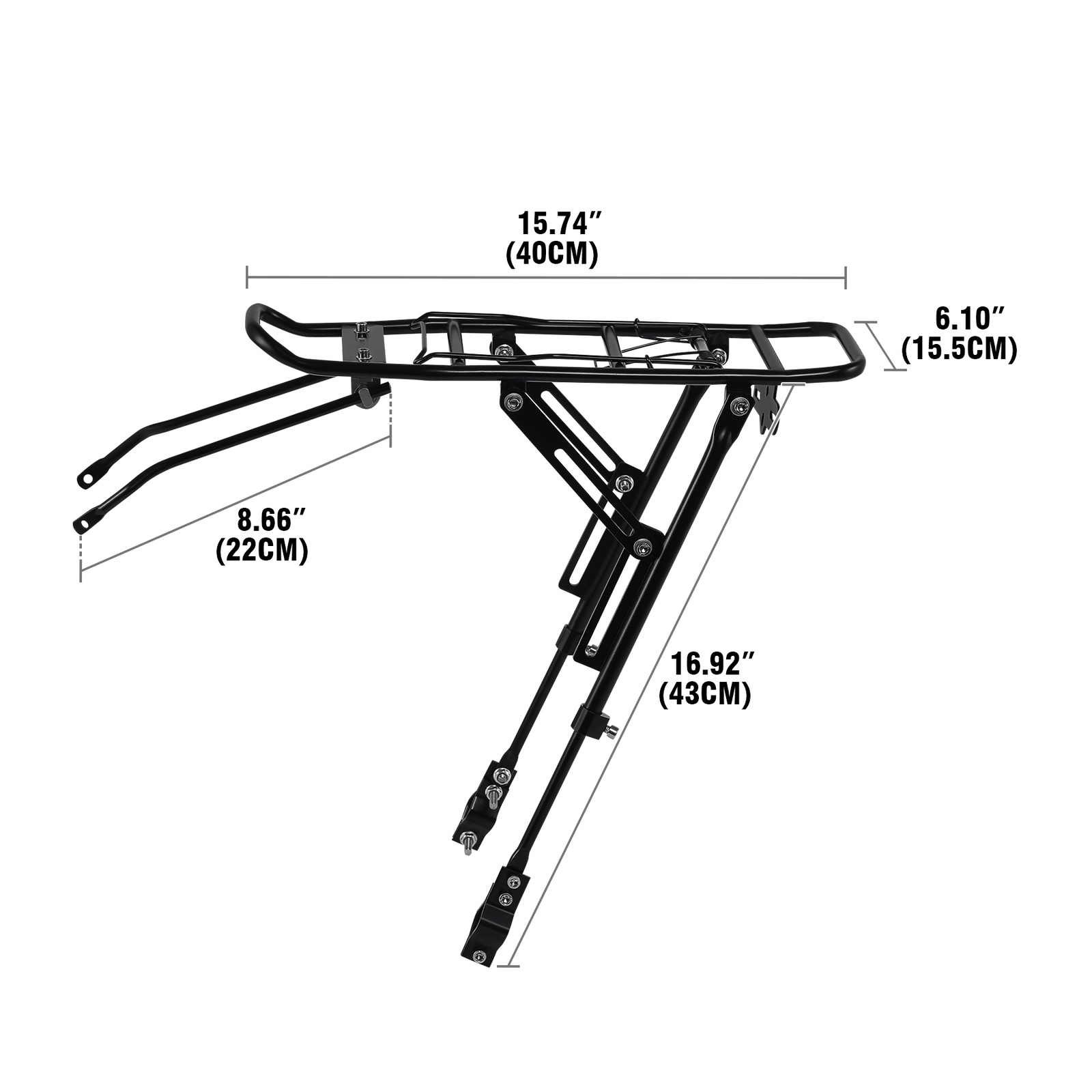 Rear Bike Rack Cargo Alloy Luggage Carrier Mountain Road Bicycle Holder Black