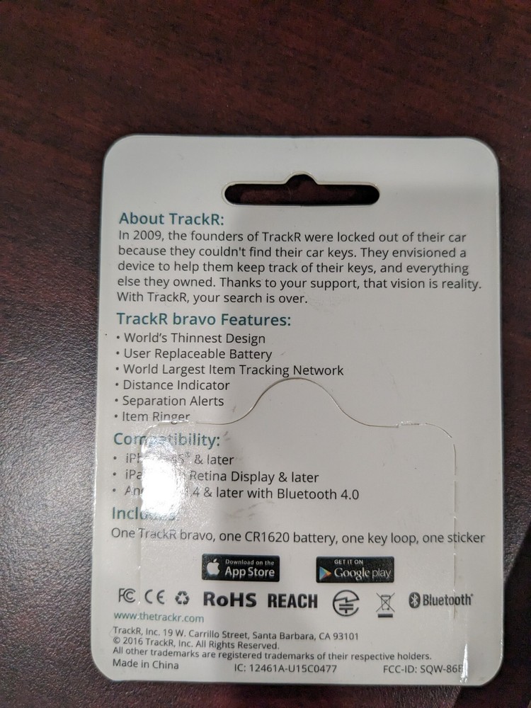 GPS Bluetooth Tracking Device (TrackR Bravo) Android Or Apple (New)