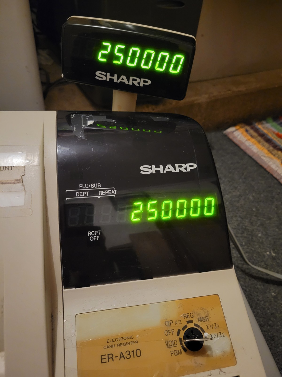 Sharp Electronic Cash Register ER-A310 With Key Tested Needs Paper