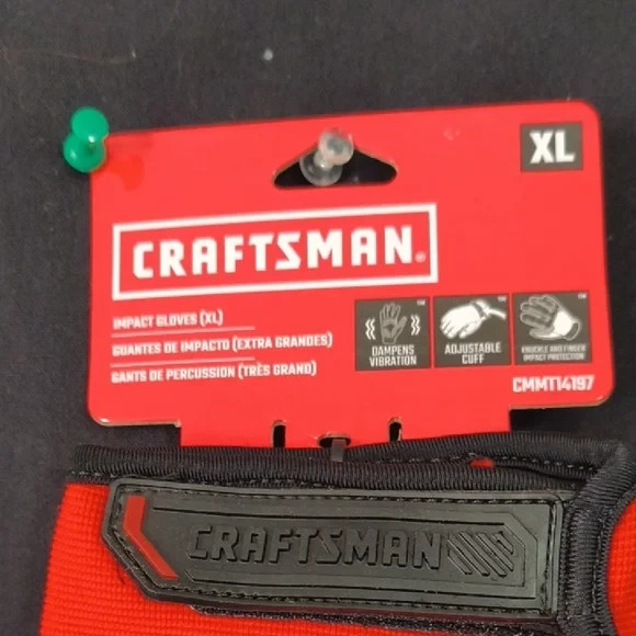 Impact Resistant Work Gloves Padded Palms Hook & Loop Closure CMMT14197 XL