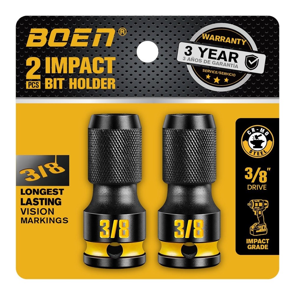 Socket Adapter 3/8-Inch to 1/4-Inch 2PCS Quick Release Impact Bit Holders