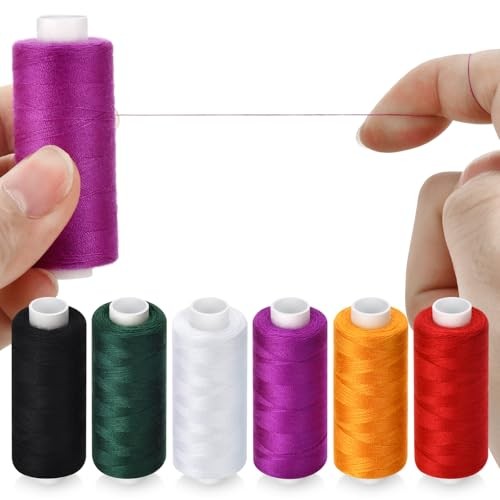 6 Pcs Sewing Thread Kit, 400 Yards Each Spool 402 Polyester Thread colorful