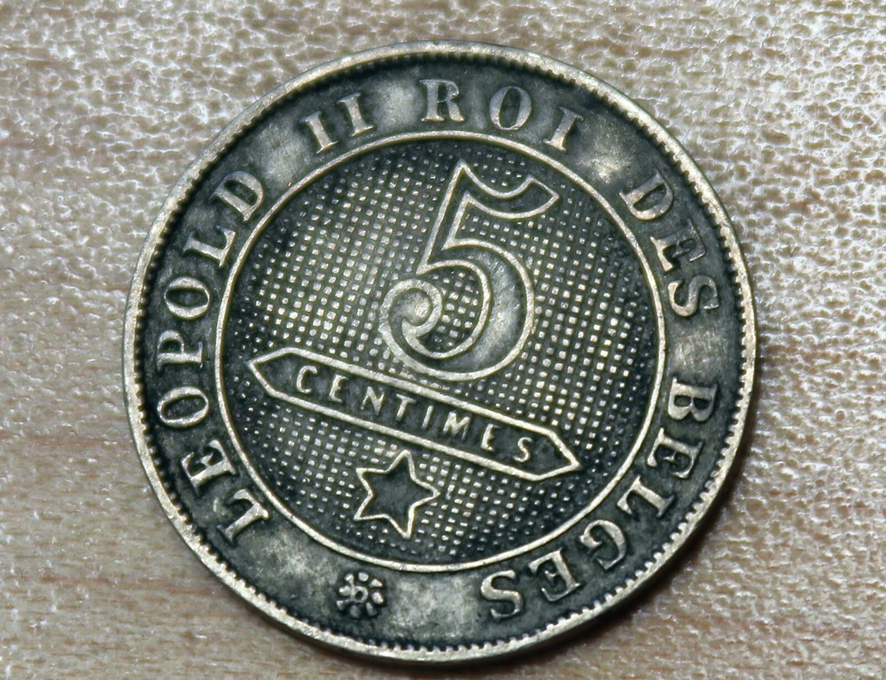 1894 Belgium 5 Centimes French text