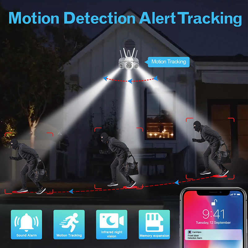 4G 1080P 360° Camara De Seguridad WIFI Inalambrica Para Casa Exterior Con Audio