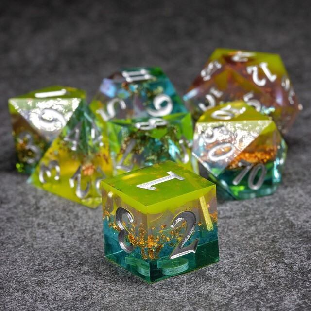 Sage's Enchanted Crystals Dreams - Sharp Edge Resin Polyhedral Dice Set
