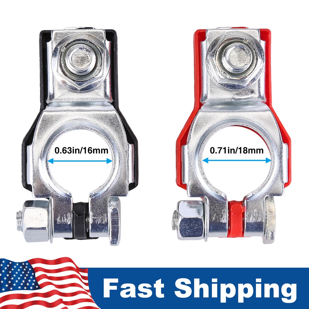 New 2pcs Auto Positive & Negative Car Battery Cable Terminals End Connectors